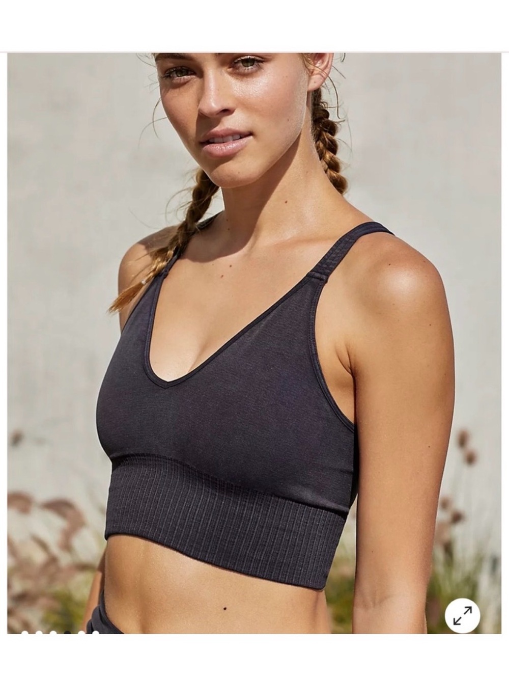 Free People Movement Good Karma Crop Top w/ logo | XS/S | washed black